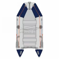 Kolibri KM-260 (Колібрі КМ-260) надувний моторний човен світло-сірий з темно-синім + килимок